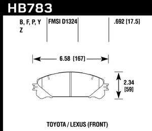 Hawk 08-16 Toyota Highlander Performance Ceramic Street Front Brake Pads