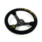 NRG Reinforced Black Perforated Leather Steering Wheel 350mm / 3in Deep w/ NVR Embroidery