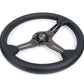 NRG Light Weight Gaming Steering Wheel - 350mm 3 Black Chrome Silver Spokes Perforated Leather