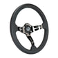 NRG Light Weight Gaming Steering Wheel - 350mm 3 Black Chrome Spokes Perforated Leather