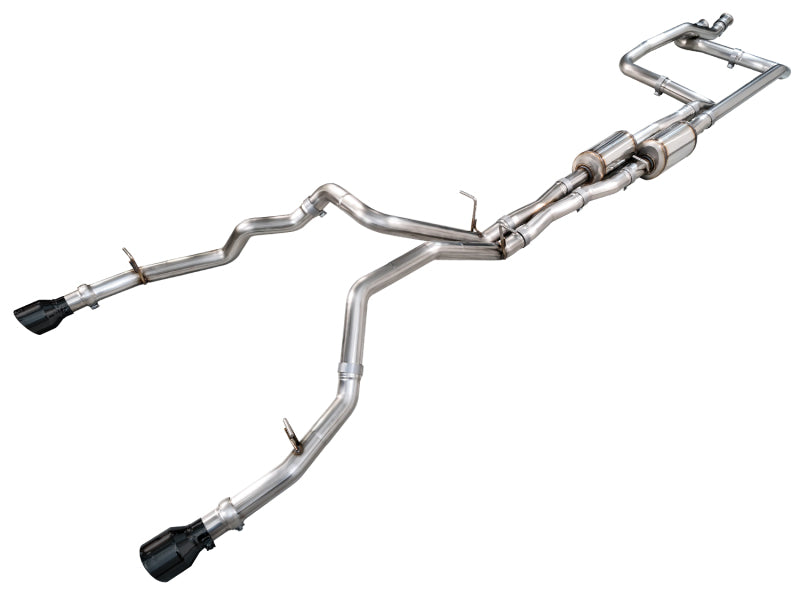 AWE Tuning 2025+ RAM 1500 RHO 3.0 I6 TT 0FG Dual Rear Exit Catback Exhaust - Diamond Black Tips