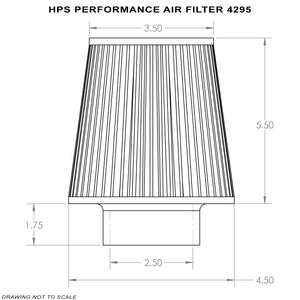 HPS Performance Air Filter 2.5" ID, 4.5" Base, 3.5" Top, 7.25" Overall Length