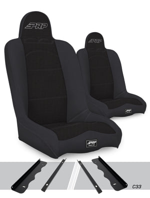 PRP 95-01 Jeep Cherokee XJ Daily Driver High Back Suspension Seats Kit (Pair) - Black