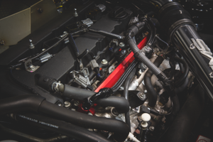 AMS Performance Red CNC Machined Aluminum Fuel Rail w/Pulsation Dampener 2008-2015 Mitsubishi EVO X