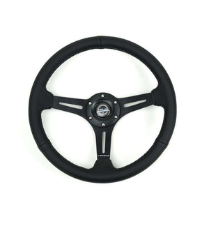 NRG Reinforced Perforated Leather Racing Steering Wheel 350mm / 2.5in Deep / 4mm Matte Black Spoke