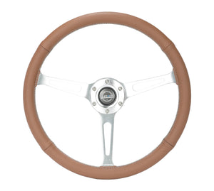 NRG Reinforced Steering Wheel (380mm/1in. Deep) Perforated Brown Leather