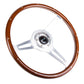 NRG Classic Wood Grain Steering Wheel (365mm) Wood w/Metal Inserts & Brushed Alum. 3-Spoke Center