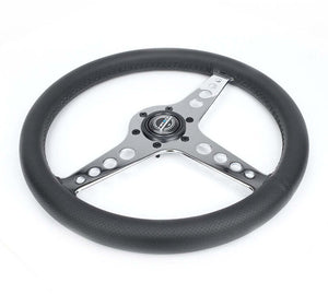 NRG Light Weight Gaming Steering Wheel - Driftz 350mm 3 Chrome Spokes Perforated Leather