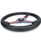 NRG Light Weight Gaming Steering Wheel - 350mm 3 NeoChrome Silver Spokes Perforated Leather