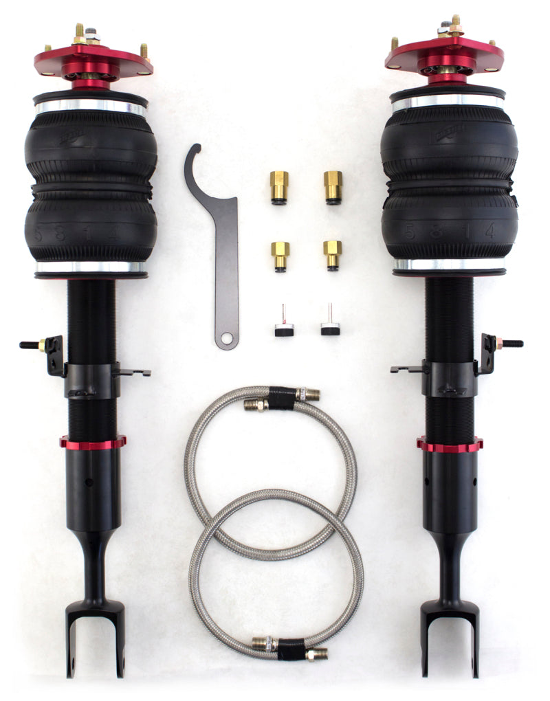 Air Lift Performance Front Strut Kit for the 2003-2007 Infiniti G35 and 2003-2008 Nissan 350Z. This kit provides a customizable front suspension setup for improved handling and stance adjustment.