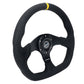 NRG Reinforced Steering Wheel (320mm) Sport Alcantara Flat Bottom w/ Yellow Center Mark