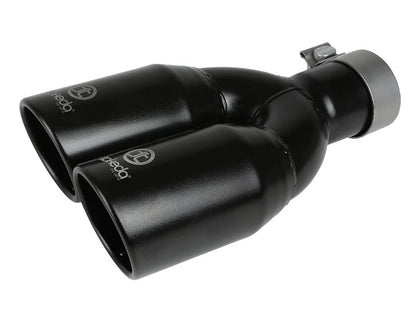 aFe Takeda 304 Stainless Steel Clamp-on Exhaust Tip Black 2-1/2ininlet x 3-1/2in Outlet X 12in L