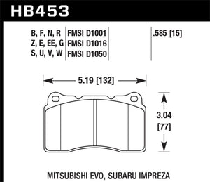 Hawk Street 5.0 Front Brake Pad Brembo 2017+ Civic Type-R / 03-06 Evo / 04-14 STI / 09-10 Evo / 09-10 Genesis / 04-08 TL