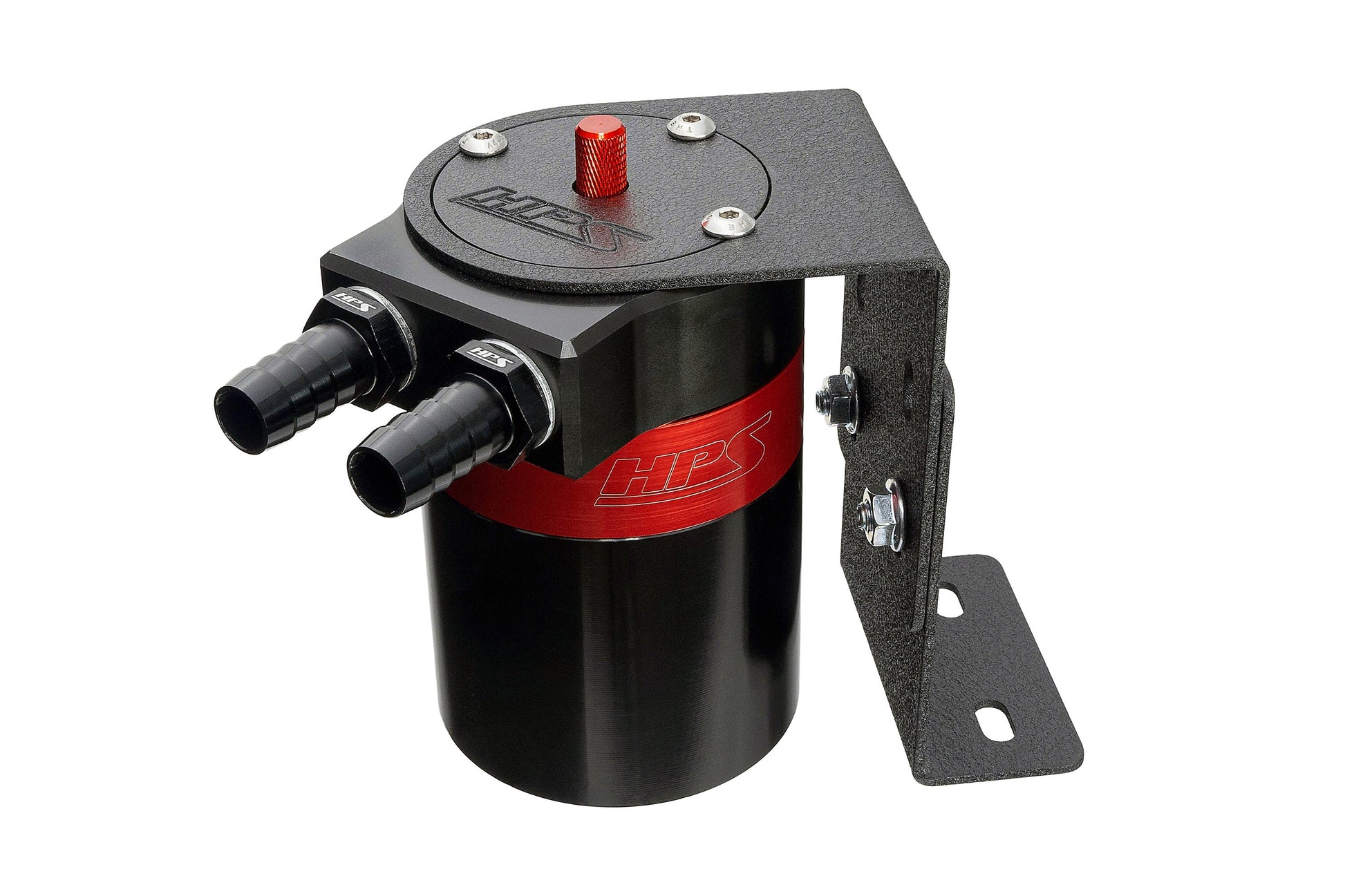 HPS Performance Aluminum Oil Catch Can Kit with 1/2 inch Barb Adapters and Rubber Hoses 861-502