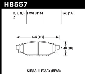 Hawk 08 WRX Rear Performance Ceramic Street Brake Pads