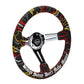 NRG Reinforced Steering Wheel R Litteral Sig 3in Deep/5mm Chrm Spk - Blk Alc w/ Red Stitch