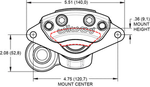 Wilwood caliper EPB .157-.393 rotor L/H ANO W/HT motor