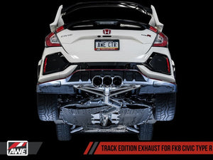 AWE Tuning Track Edition Exhaust w/Front Pipe & Triple Chrome Silver Tips 2017-2021 Honda Civic Type-R