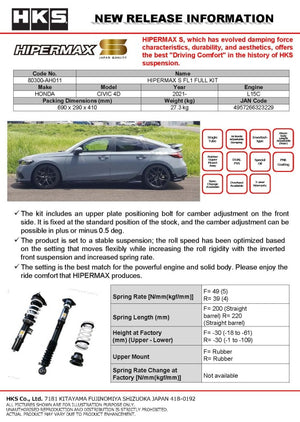 HKS 2021+ Honda Civic (FL1) Hipermax S Full Kit