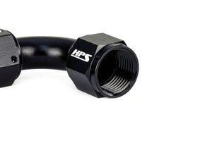 HPS Performance 90 Degree AN -8 Female to Female Swivel Coupling Adapter, Aluminum, Black
