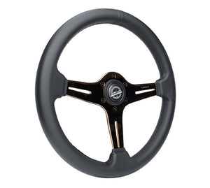 NRG Light Weight Gaming Steering Wheel - Blitz 350mm 3 Rose Gold Spokes Slits - Leather - No Dish