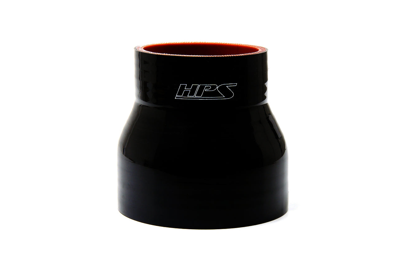 HPS 1.5" - 1-5/8" ID , 3" Long High Temp 4-ply Reinforced Silicone Reducer Coupler Hose Black (38mm - 41mm ID , 76mm Length)