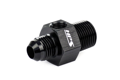 HPS Performance AN -10 Male to 1/2 inch NPT Male Adapter with 1/8 inch NPT Female Port Aluminum Black