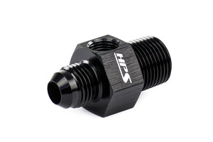 HPS Performance AN -8 Male to 1/4 inch NPT Male Adapter with 1/8 inch NPT Female Port Aluminum Black
