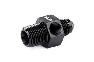 HPS Performance AN -8 Male to 3/8" NPT Male Adapter with 1/8" NPT Female Port, Aluminum, Black