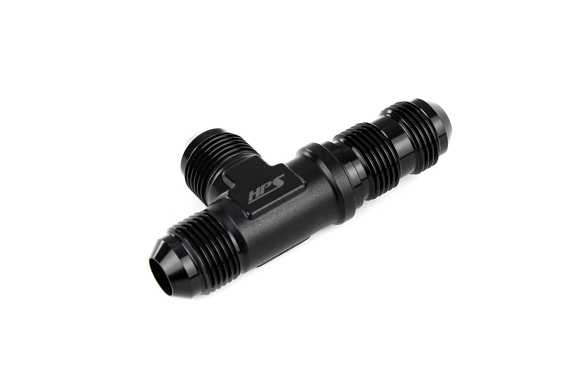 HPS Performance Tee on run -4 AN Male to Male Bulkhead Adapter Aluminum Black
