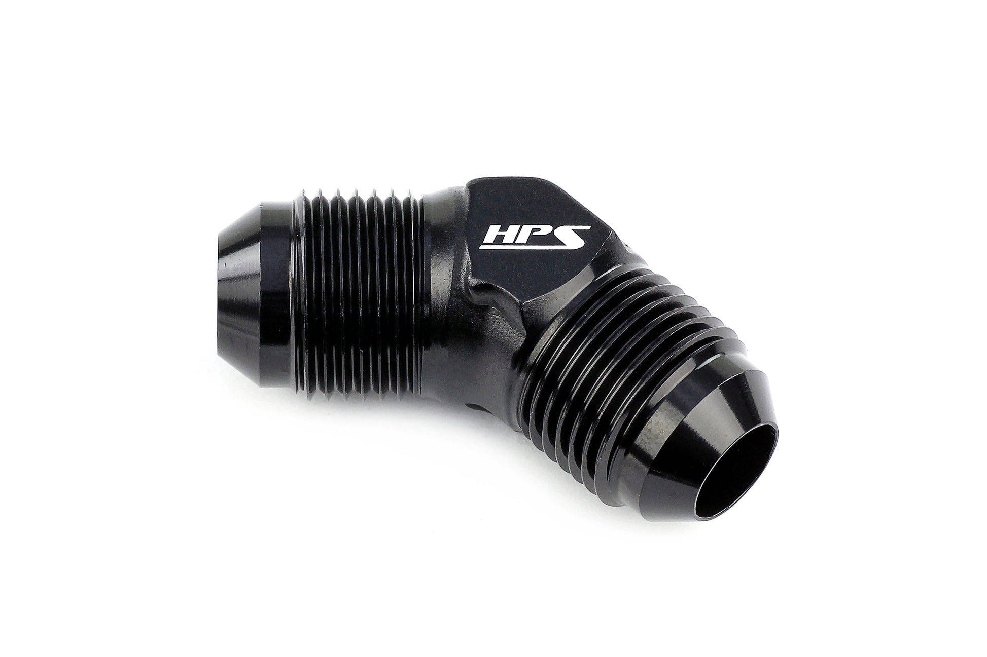 HPS Performance 45 Degree -4 AN Male to Male Union Adapter Aluminum Black