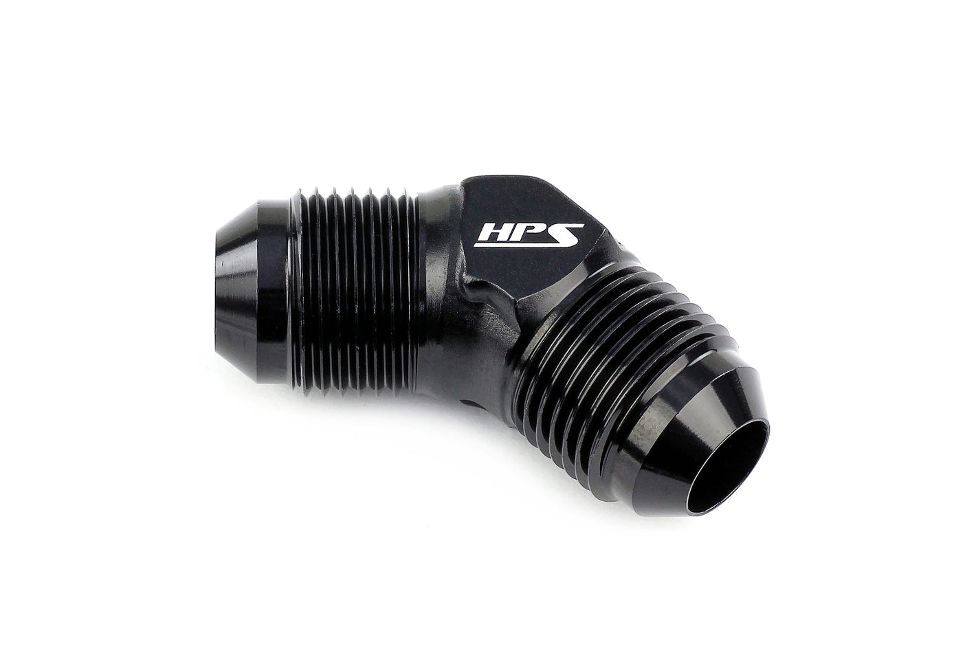HPS Performance 45 Degree -8 AN Male to Male Union Adapter Aluminum Black