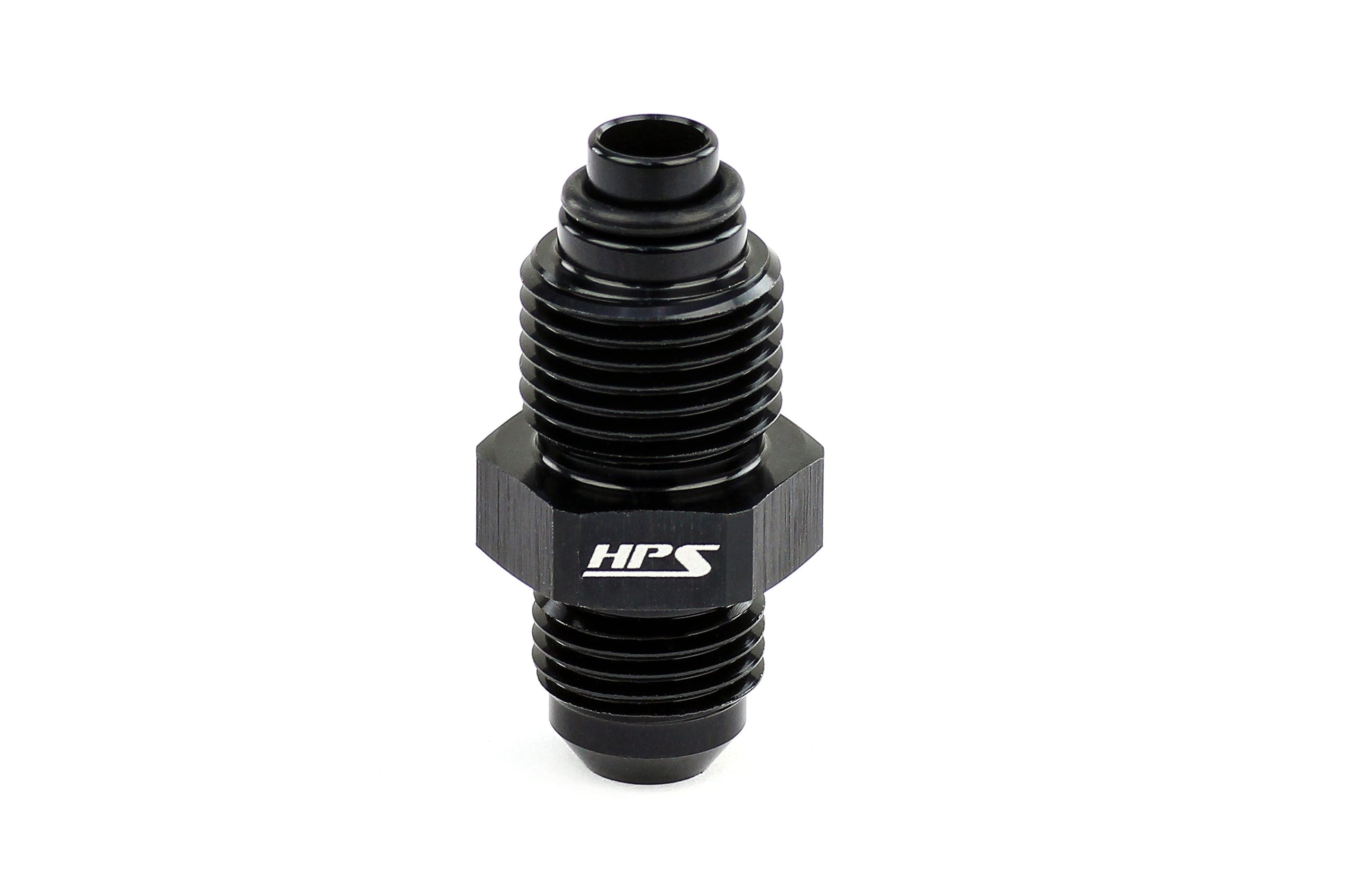 HPS Performance AN -6 to 11/16-18 Male to Inverted Flare Male Power Steering Adapter Aluminum Black