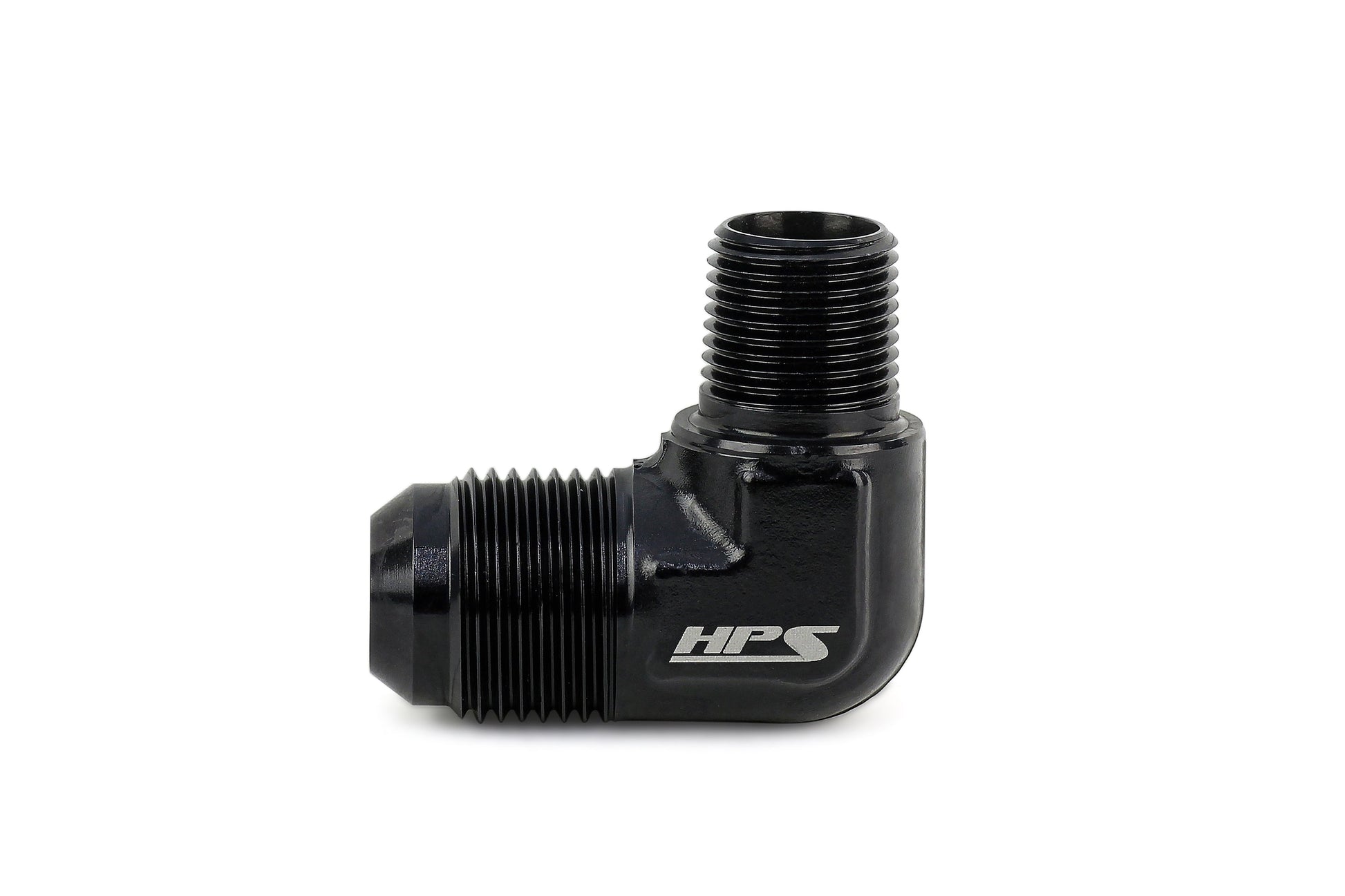 HPS Performance 90 Degree AN Flare -8 to 3/8 inch NPT Adapter Aluminum Black