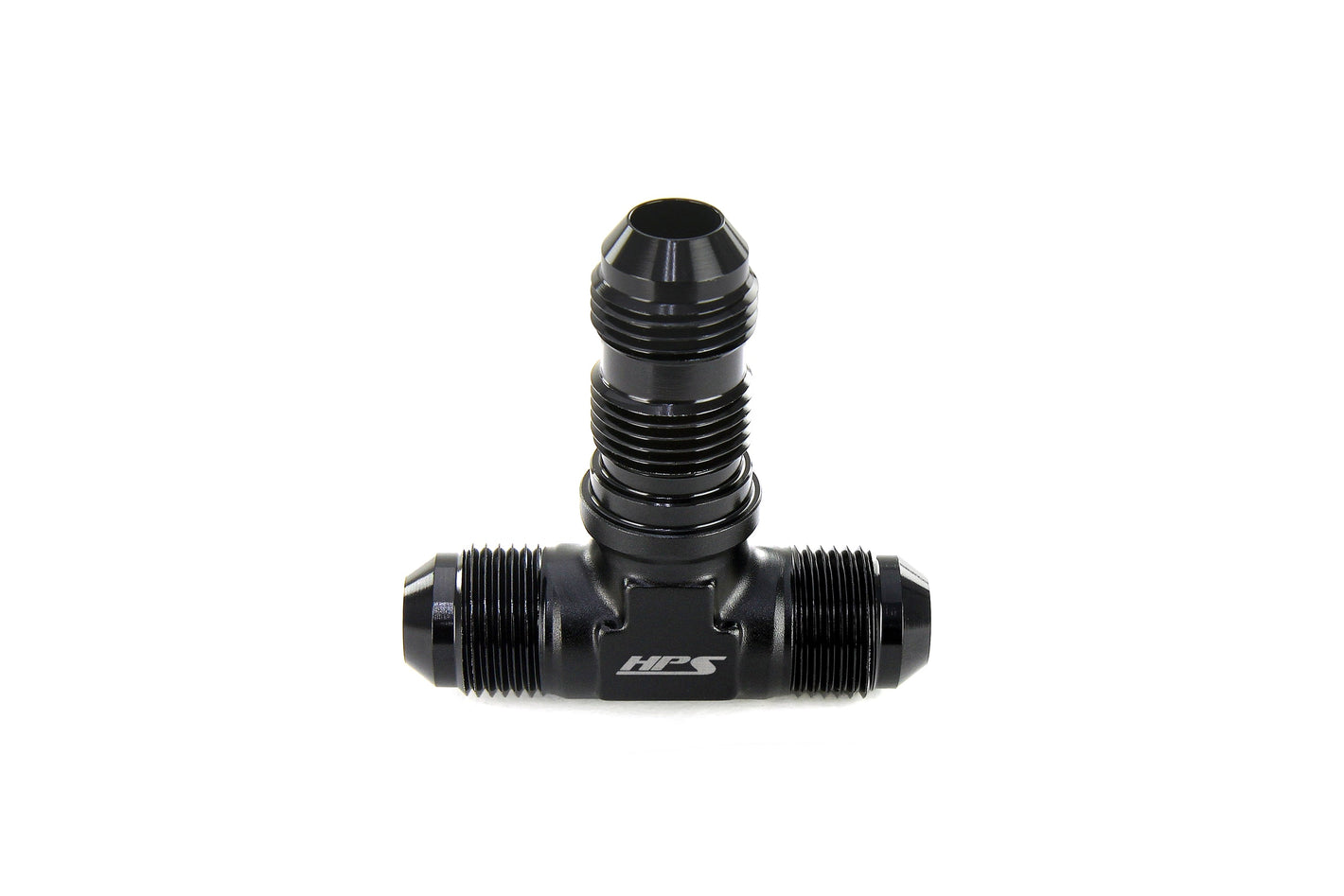 HPS Performance Tee -3 AN Male to Male Bulkhead Adapter Aluminum Black