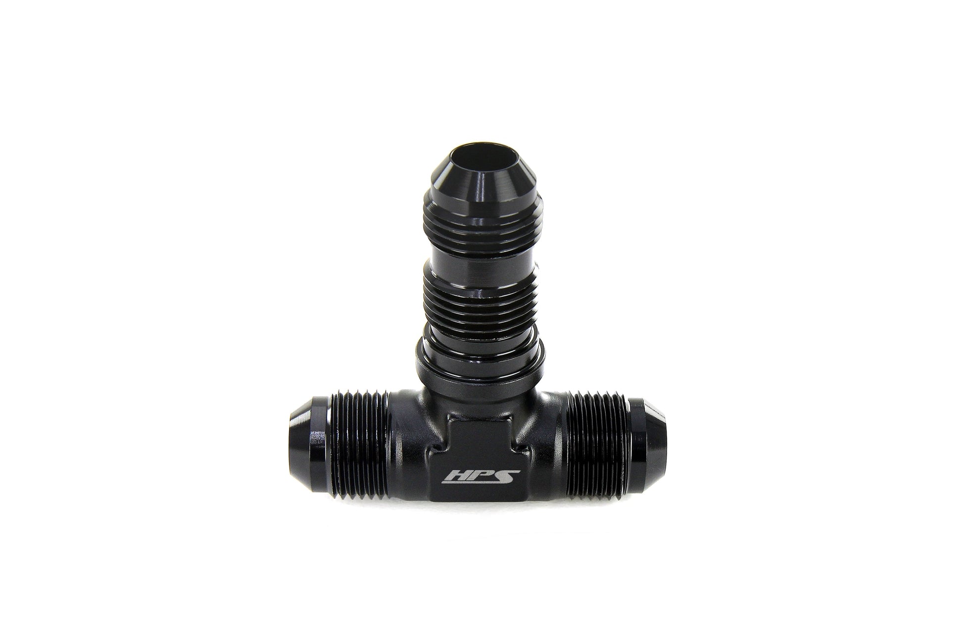 HPS Performance Tee -6 AN Male to Male Bulkhead Adapter Aluminum Black