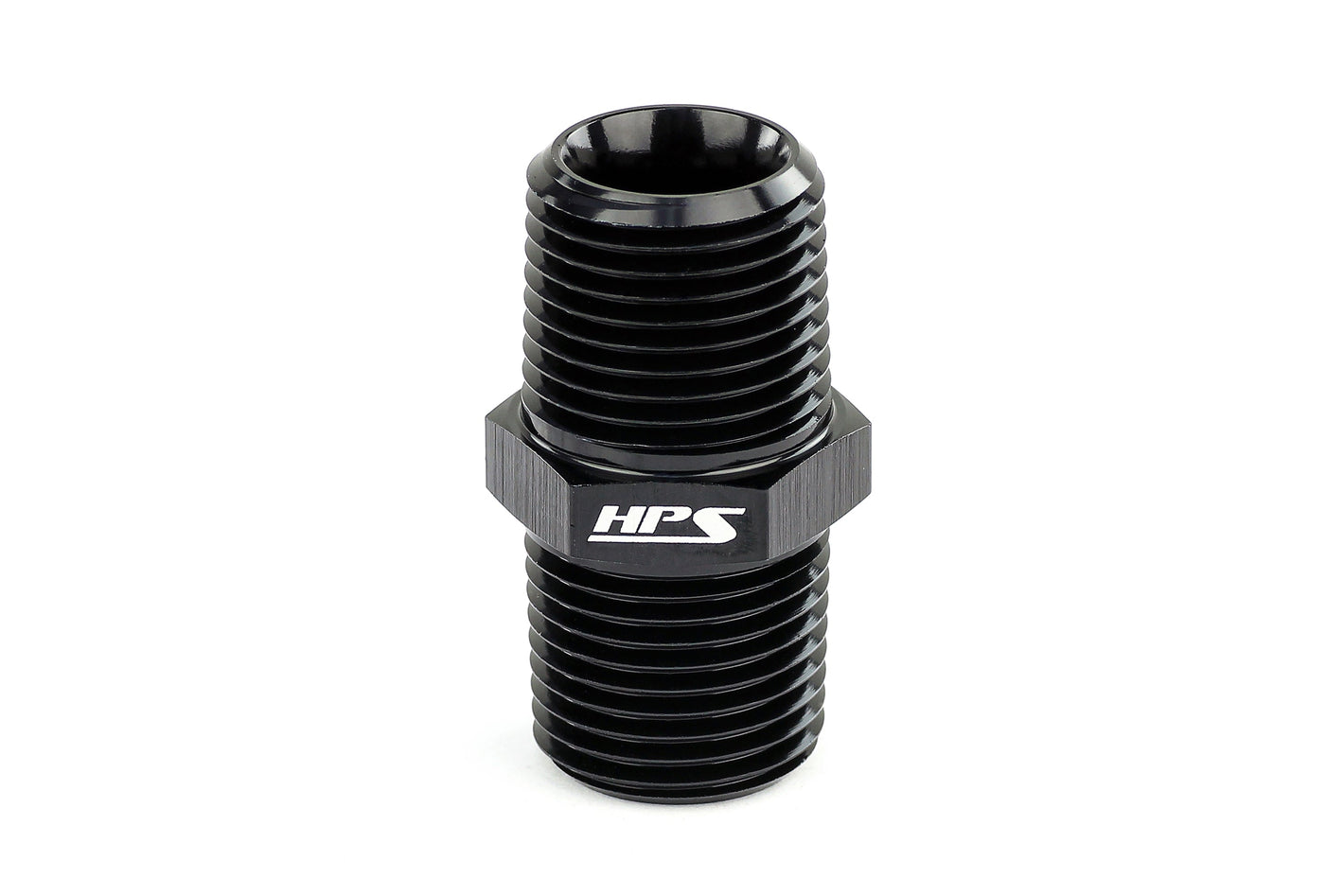 HPS Performance Straight 1/8'' NPT Male to Male Union Coupler Adapter Aluminum Black