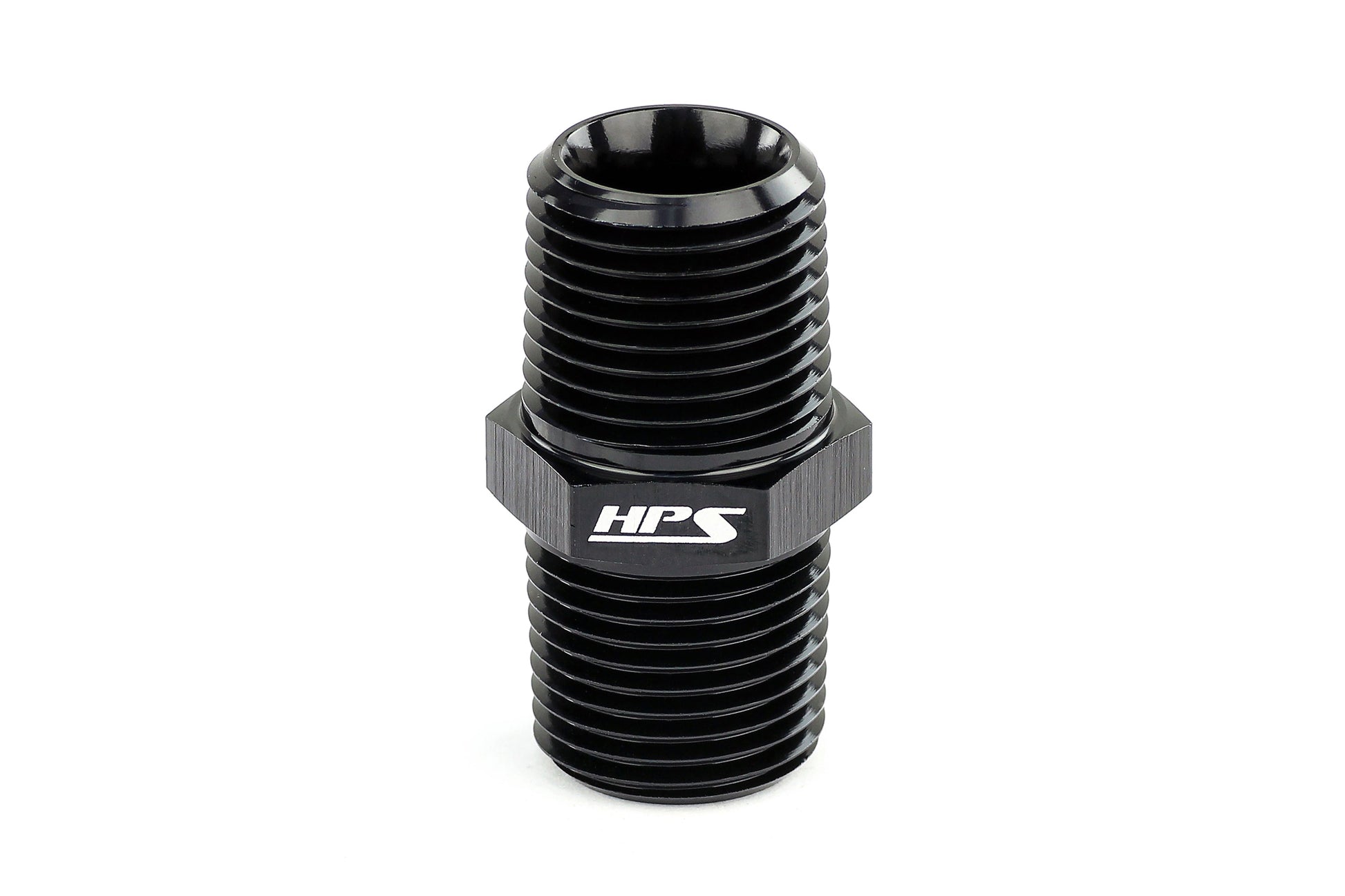 HPS Performance Straight 1/8'' NPT Male to Male Union Coupler Adapter Aluminum Black