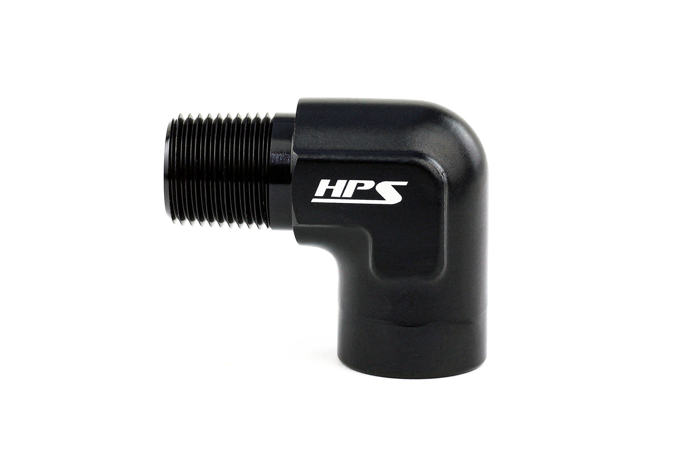 HPS Performance 90 Degree 1/8'' NPT Male To Female Adapter Aluminum Black