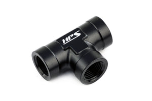 HPS Performance 1/2'' NPT Female Tee Coupler Adapter, Aluminum, Black