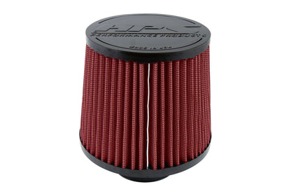 HPS Performance Red 2.5 inch Air Filter 7.25 inch Length 6 inch Base 5 inch Top HPS-4274-RED