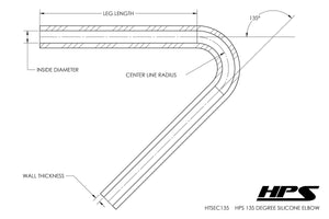 HPS 1-1/4" (32mm) Silicone 135 Degree Elbow Coupler Hose, High Temp 4-ply Reinforced, Black