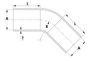 HPS 5/16" ID, 10" Leg, Silicone 45 Degree Elbow Coupler Hose, High Temp 4-ply Reinforced, Blue (8mm ID)