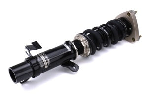 Image showcasing BC Racing BR Coilovers installed on a Mazdaspeed3 model from 2007 to 2013. These specialized coilovers are designed to enhance the suspension system of the Mazdaspeed3, offering improved handling, adjustability, and ride comfort for a better driving experience.