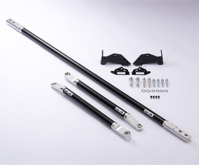 HKS Front and Rear Carbon Strut Tower Brace Set 2020-2025 Toyota Supra