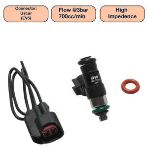 DeatschWerks Universal 700cc Single Fuel Injector / 34mm Length / 14mm O-Ring Seals