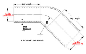 HPS 2-3/8" - 2-9/16" ID High Temp 4-ply Reinforced Silicone 45 Degree Elbow Reducer Hose Black (60mm - 65mm ID)