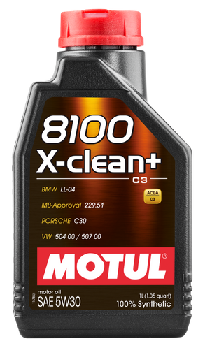 Motul 1L Synthetic Engine Oil 8100 5W30 X-CLEAN - LL04- MB 229.51- 504.00-507.00