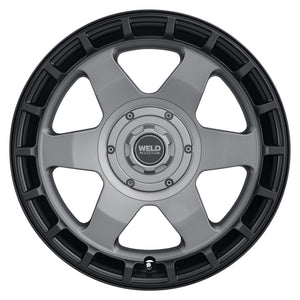 Weld Off-Road Ridge 20x9 - 8x180 BP - ET0 - 124.3mm CB - Satin Gunmetal Wheel (Black Ring)