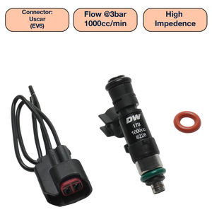 DeatschWerks Universal 1000cc Single Fuel Injector / 48mm Length / 14mm O-Ring Seals